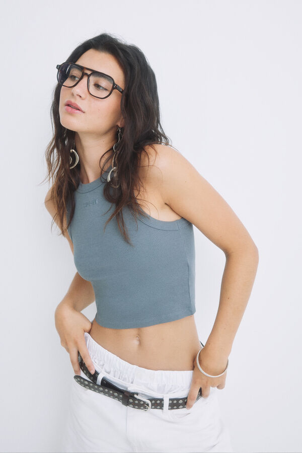 Womensecret Crop top algodón gris gris