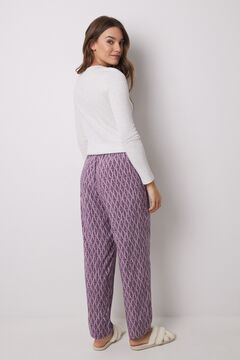 Womensecret Pantalón carrot viscosa estampado ikat morado/lila