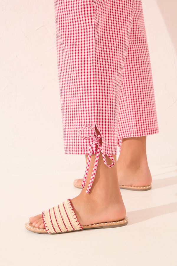 Womensecret Pantalón capri de cuadros rojos púrpura
