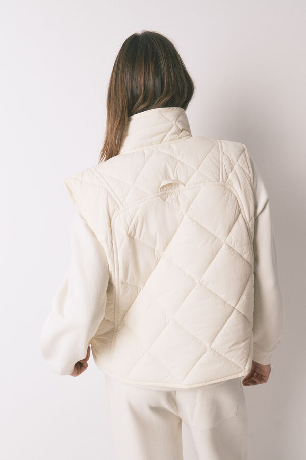 Women'secret Chaleco acolchado blanco marfil
