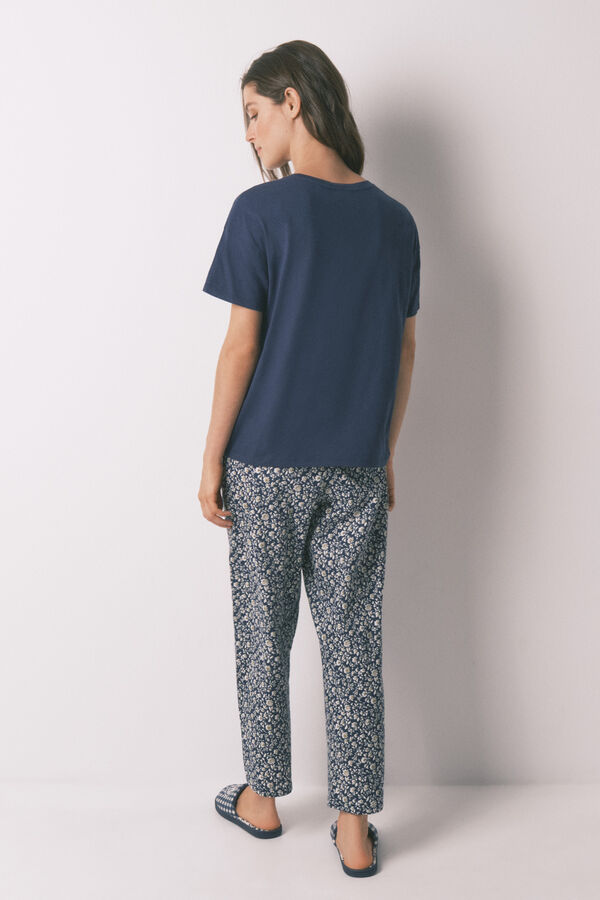 Women'secret Pijama Capri Smiley azul 100% algodón azul