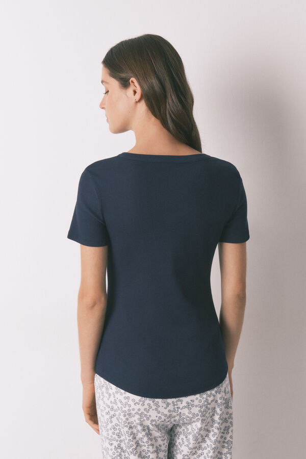 Women'secret Playera manga corta de algod&oacute;n azul azul