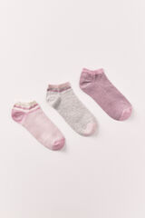 Women'secret Pack 3 calcetines cortos de bloques rosa rosa