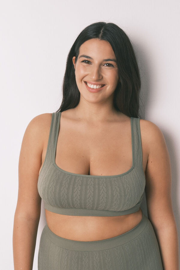 Women'secret Brasier top seamless tricot verde kaki