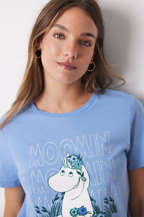 Womensecret Pijama larga Capri 100% algodón Moomin azul