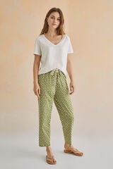 Womensecret Pantalón largo carrot 100% algodón estampado verde