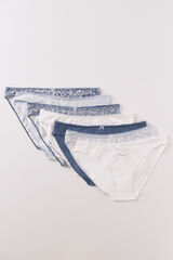 Women'secret Pack de 7 panties clásica de algodón con estampado navidad azul estampado