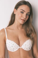Women'secret Brasier BEAUTIFUL clásica con relleno y estampado blanco marfil