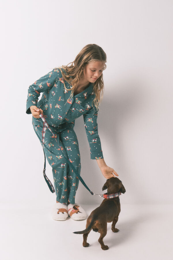 Women'secret Pijama infantil con perritos 100% algodón verde