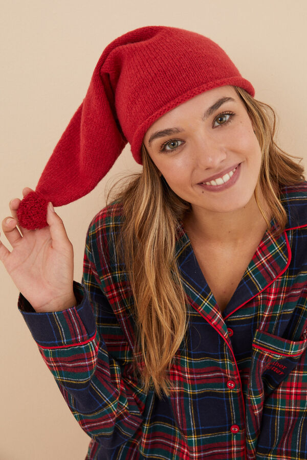 Womensecret Gorro con pompón rojo