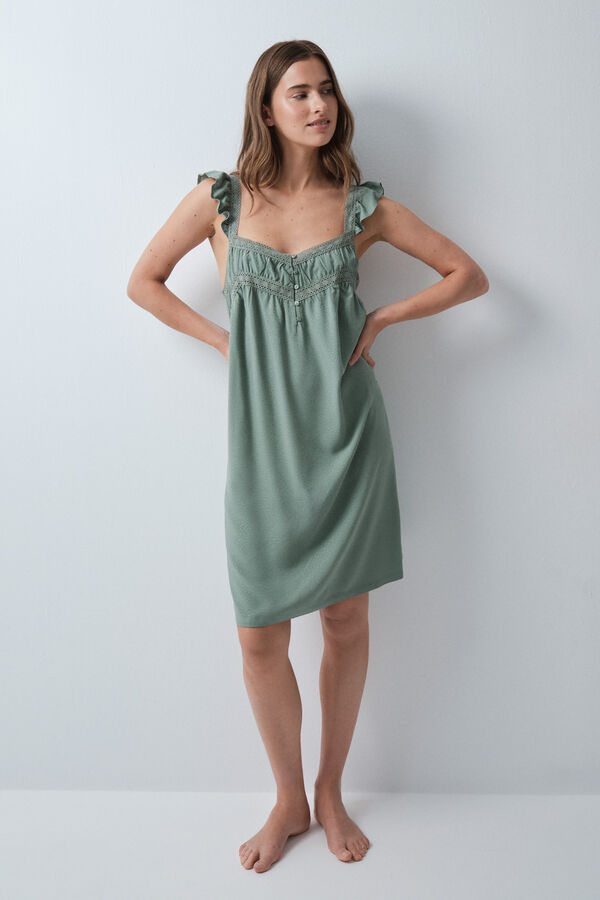 Women'secret Camis&oacute;n midi de tirantes verde kaki