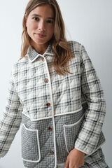 Women'secret Bata corta a cuadros gris estampado