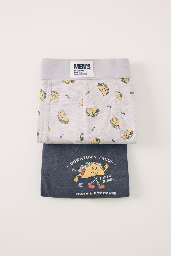 Womensecret Pack 2 calzones bóxer algodón Tacos gris