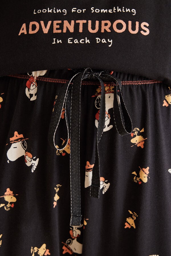 Womensecret Pijama 100% algodón Snoopy negra gris