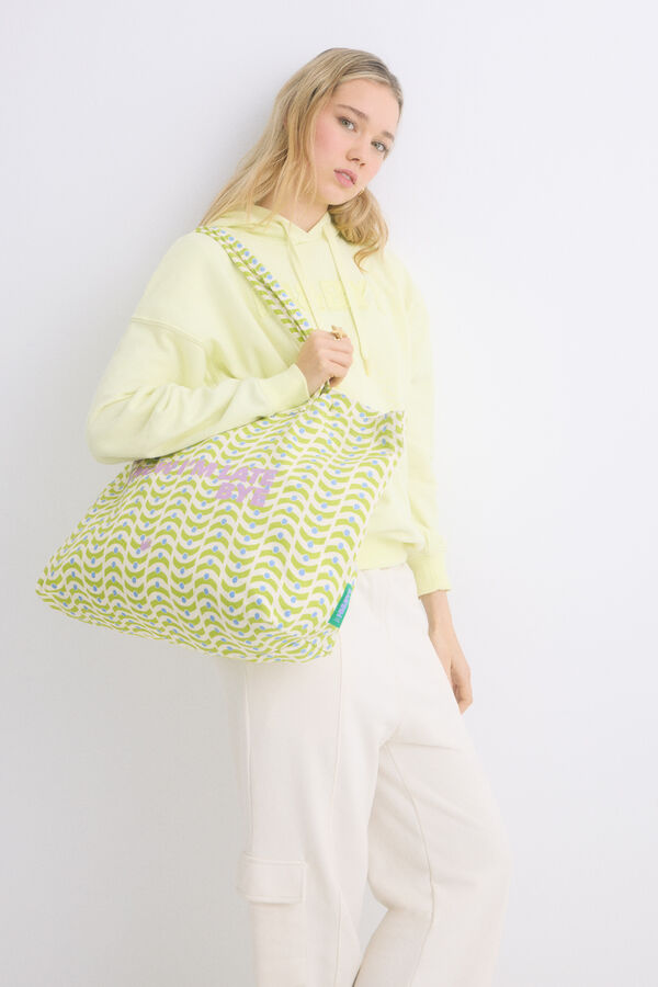 Womensecret Bolso tote estampado amarillo estampado
