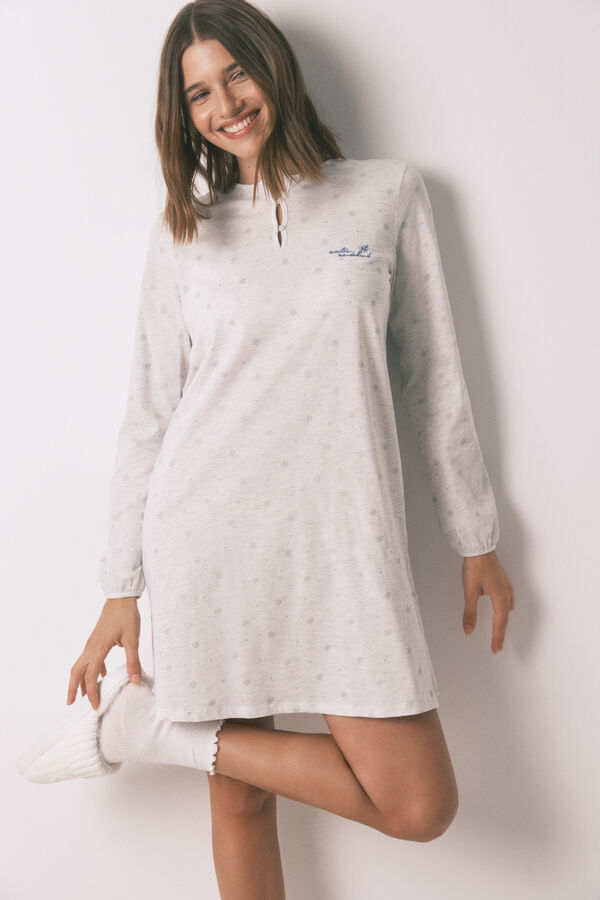 Women'secret Camis&oacute;n corto 100% algod&oacute;n con efecto brillo gris gris