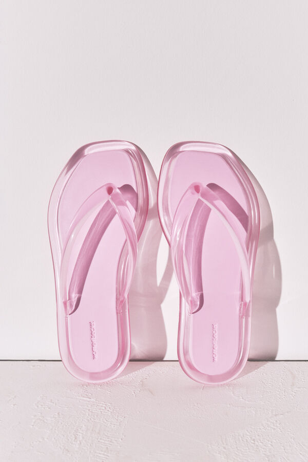 Women'secret Chanclas de dedo efecto trasl&uacute;cido rosa rosa
