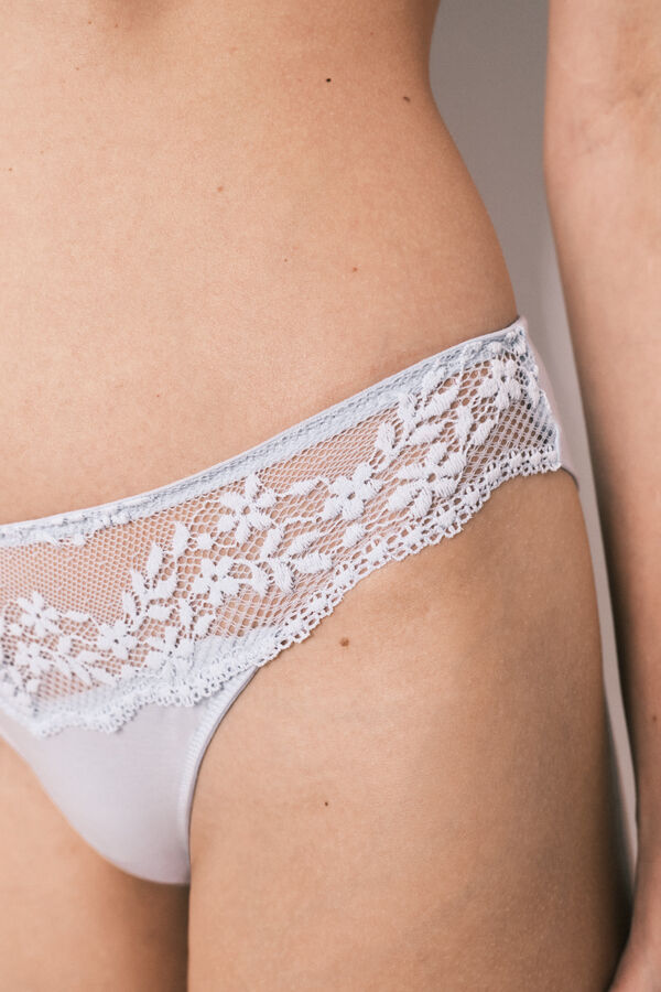 Women'secret Panty cl&aacute;sica de modal y encaje azul azul