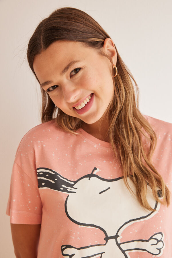 Womensecret Pijama corta 100% algodón rosa Snoopy rosa