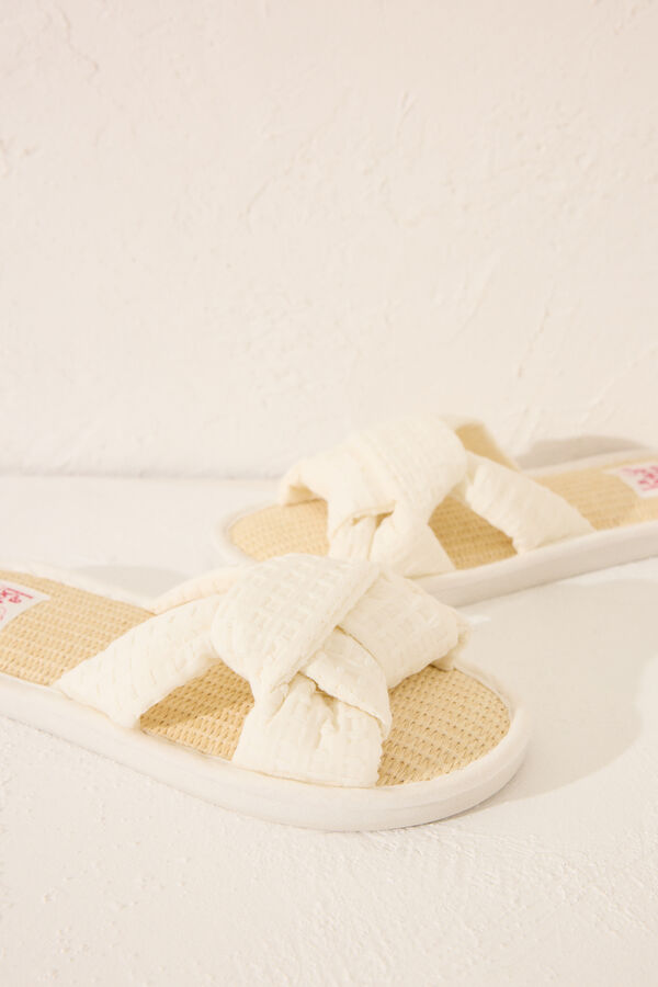 Womensecret Pantuflas para casa de rafia de Snoopy blanco