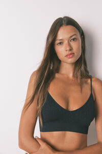 Women'secret Top sin costuras NATURAL con estampado animal negro