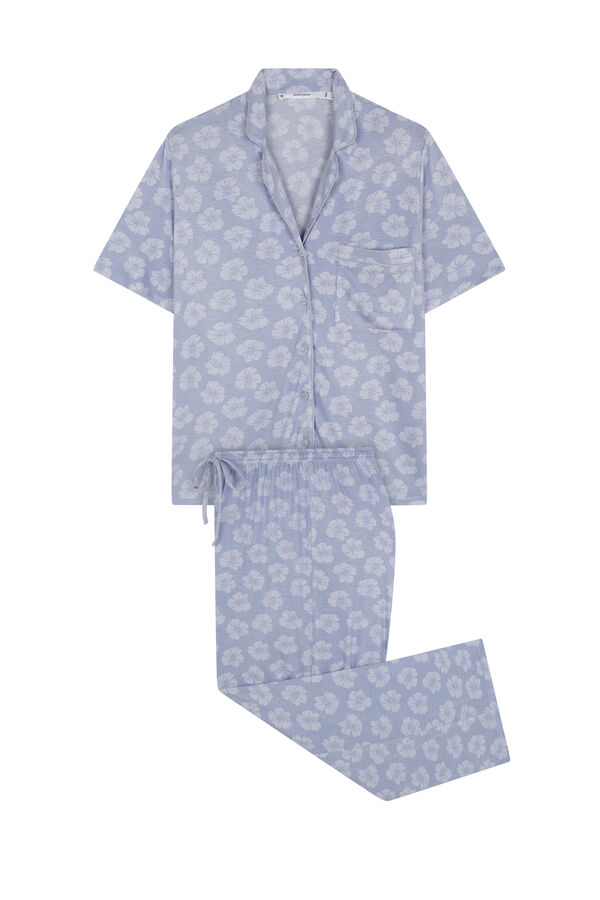 Womensecret Pijama camisera de viscosa Capri azul azul