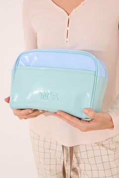 Womensecret Bolsa grande de piel en color azul y verde estampado