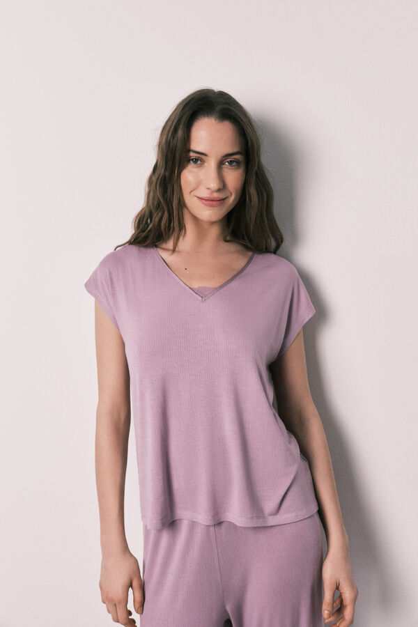 Women'secret Pijama capri tacto suave de viscosa rosa rosa