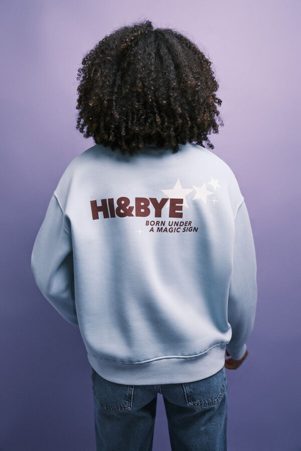 HI&BYE Sudadera de felpa con logo azul azul