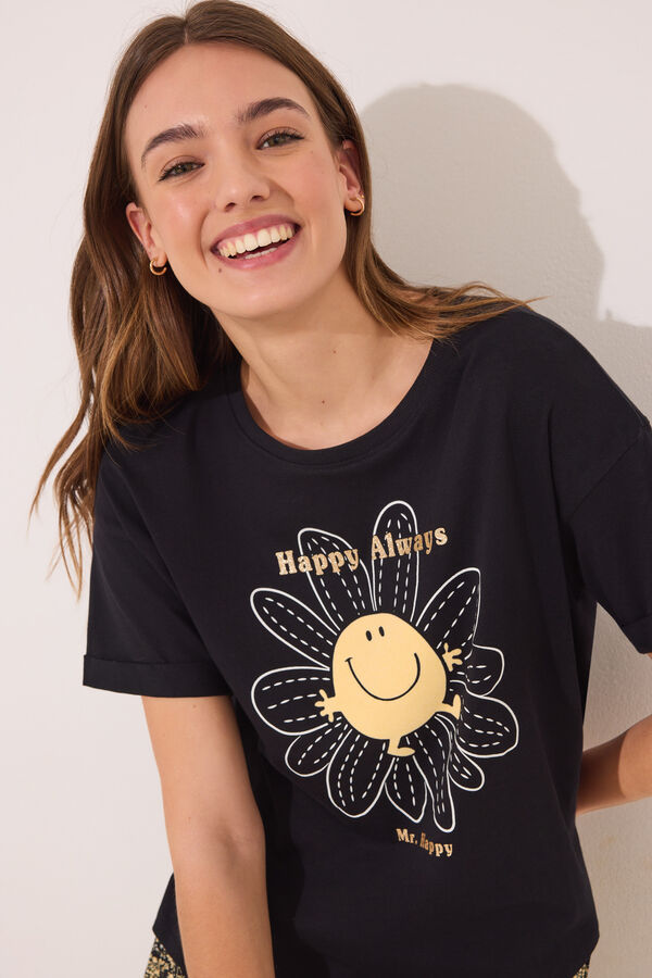 Womensecret Pijama corta de algodón Little Miss Mr. Men  negro