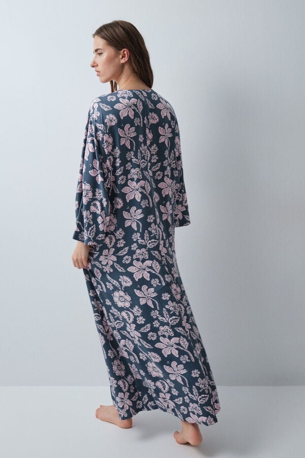 Women'secret Vestido caft&aacute;n de viscosa estampado floral verde verde