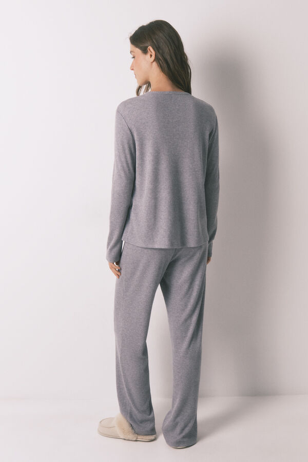 Women'secret Pijama larga en gris brillante gris