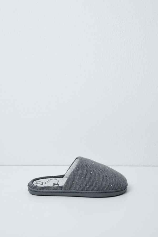 Women'secret Pantunflas Snoopy con tachas gris gris