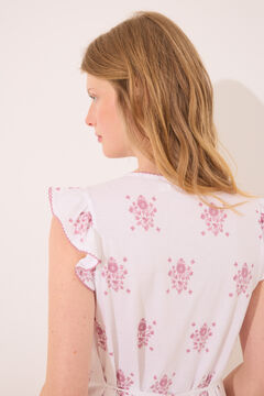 Womensecret Camisón corto " premamá " blanco con estampado floral marfil