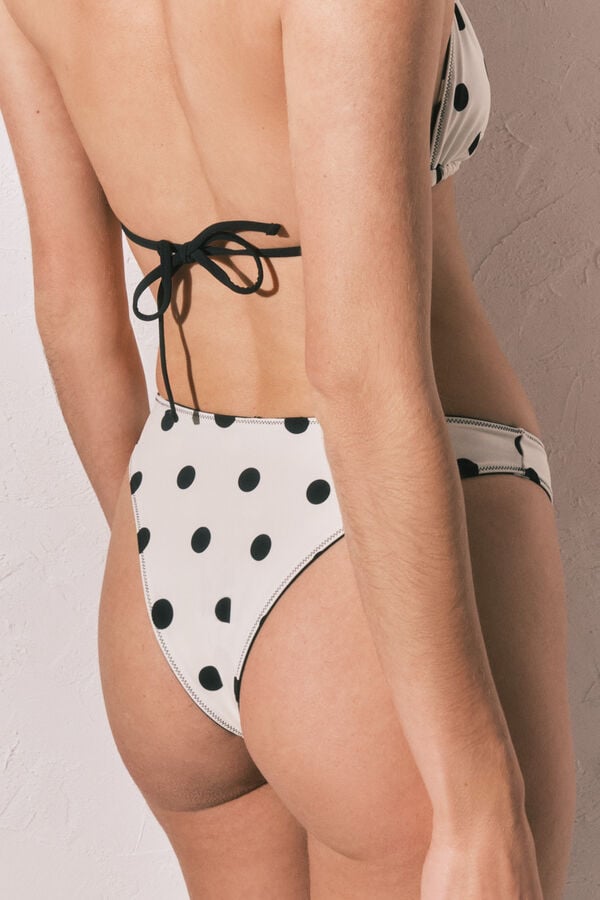 Women'secret Panty de bikini brasile&ntilde;o estampado de puntos reversible negro