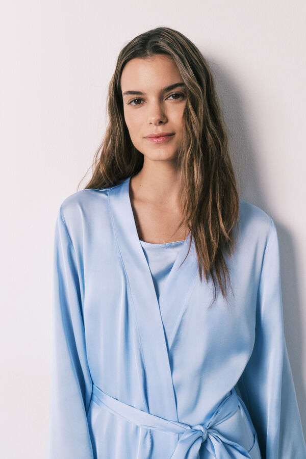 Women'secret Bata midi de sat&eacute;n azul azul