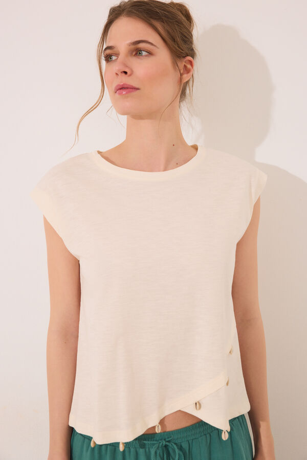 Womensecret Playera de manga blanca  marfil
