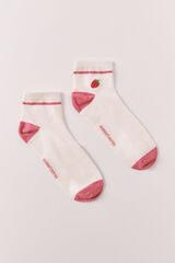 Women'secret Calcetines cortos bordado fresa rojo
