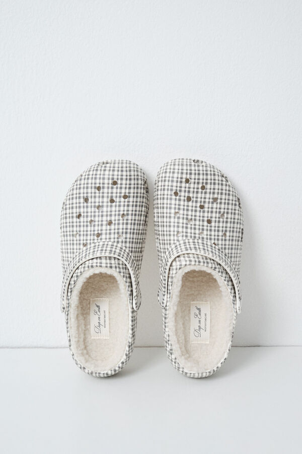Women'secret Pantunflas zueco forrado a cuadros estampado