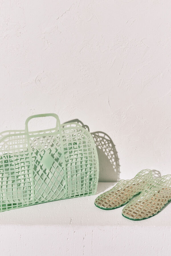 Women'secret Bolsa mediana jelly efecto de red verde verde