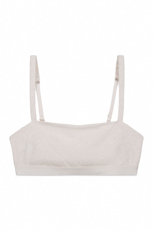 Women'secret Bralette de algod&oacute;n acanalado beige caf&eacute;