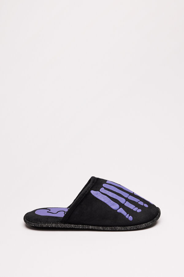 Womensecret Pantuflas esqueleto  negro