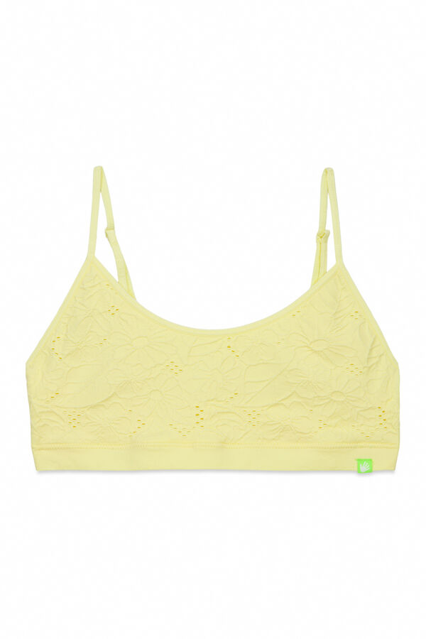 HI&BYE Brasier top sin costuras floral amarillo amarillo