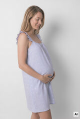 Women'secret Camis&oacute;n maternity de tirantes con volante de algod&oacute;n azul azul