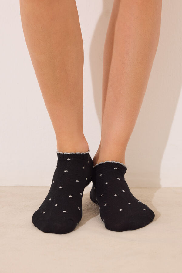 Womensecret Pack 3 calcetines cortos negro lurex negro