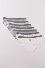 Women'secret Pack de 7 panties culotte de Snoopy de algodón gris estampado