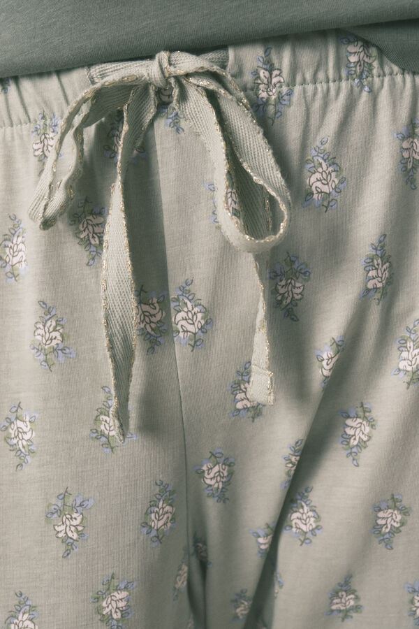Women'secret Pijama larga con pantal&oacute;n floral kaki
