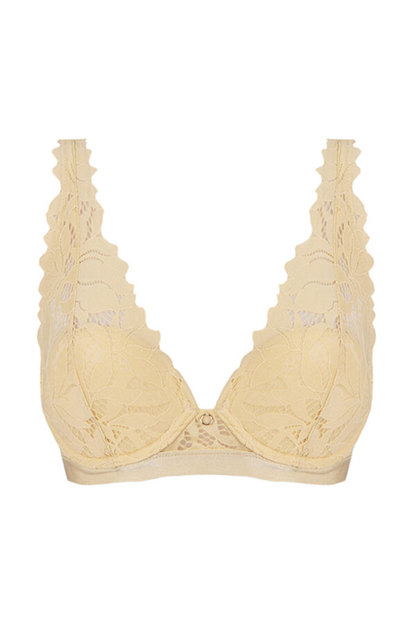 Womensecret INTUITIVE Sujetador halter encaje guipur amarillo amarillo