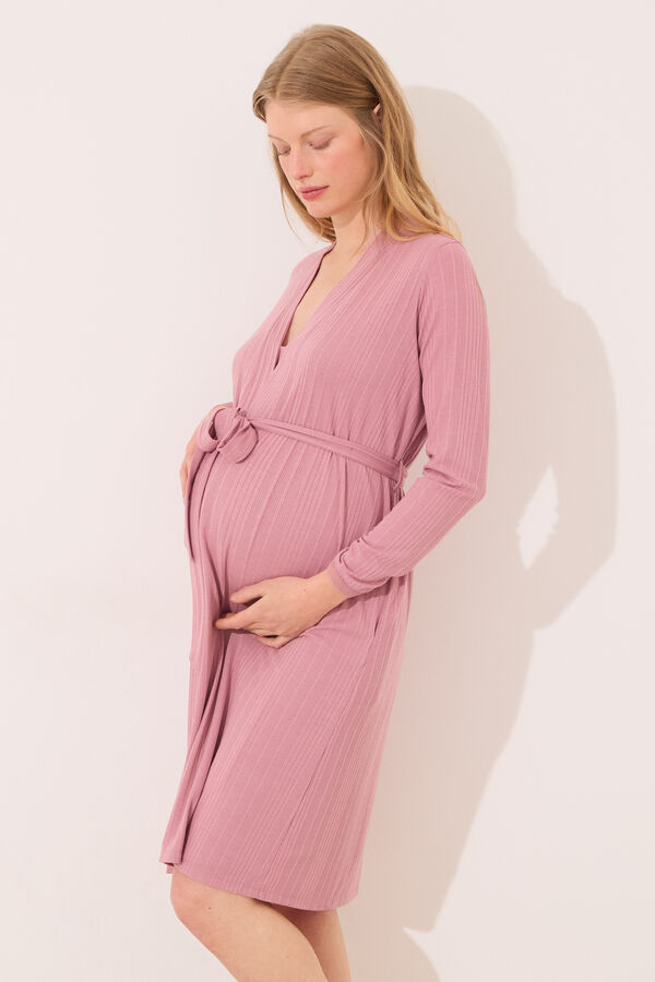 Womensecret Bata midi de punto " premamá " en color rosa rosa
