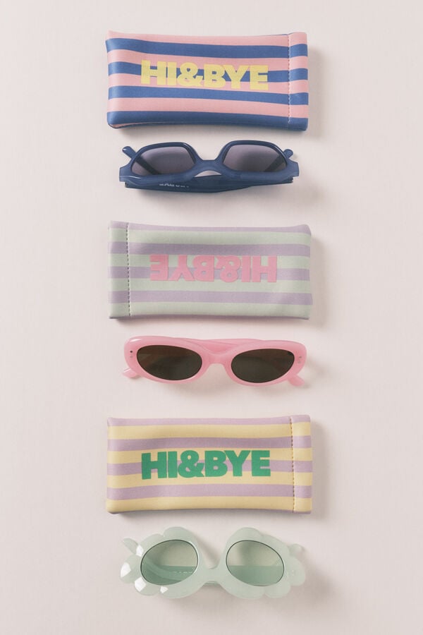 HI&BYE Lentes de sol azules con funda azul